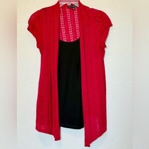 Women Heart Soul Top Red And Black short sleeve